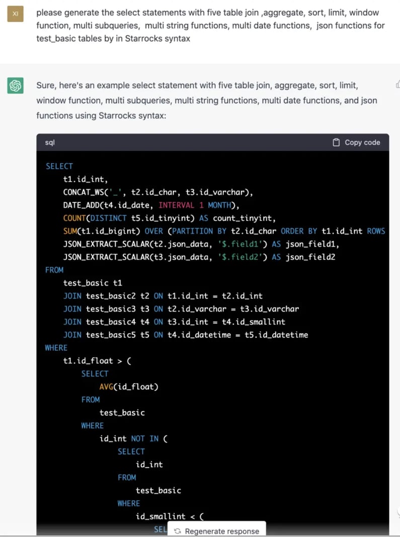 ChatGPT Creating Complex Queries.